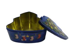 Wholesale Christmas Tree Shape Cookie Tin Box Glossy Finish Holiday Cookie Tin from china suppliers