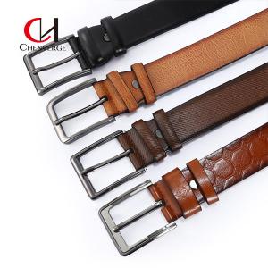 China Custom double check Men'S Business Belt with Zinc Alloy Pin Buckle on sale