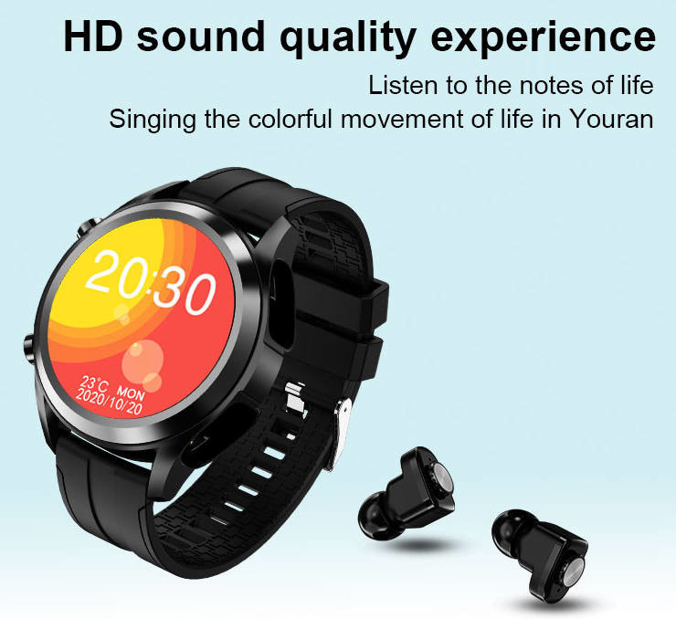 350mAH SpO2 Smart Watch With Earbud Inside Bluetooth Music Play