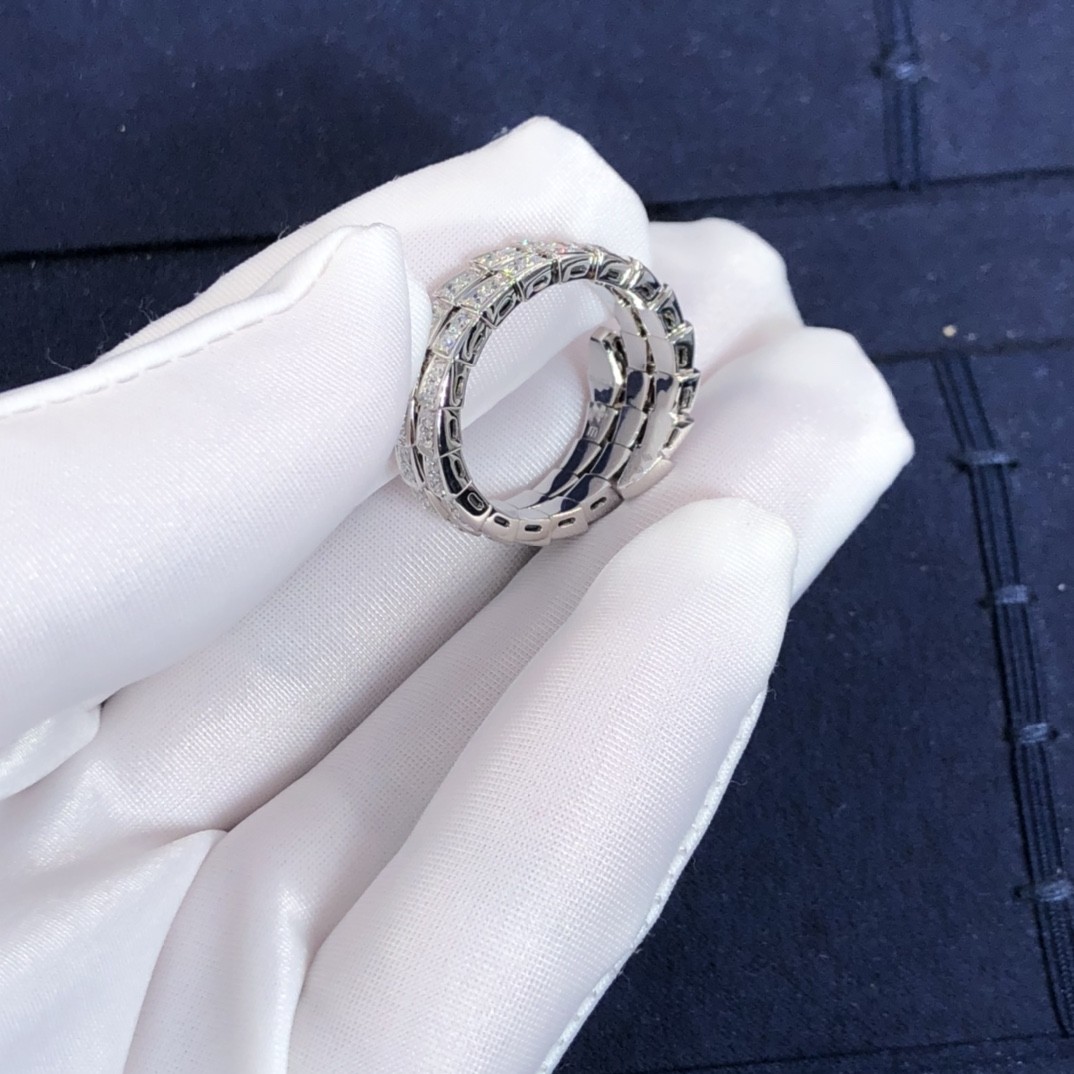 Elegant 18K Gold 2 Row Diamonds Serpenti Viper Ring Diamond Ring Yellow Gold White Gold