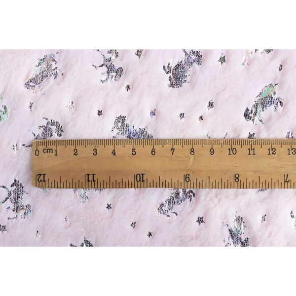 Recycled SHAOXING Factory Supplier Bunny Hair Foil Fabric Two-Color Unicorn Pattern Super Soft Plush Fleece Fabric