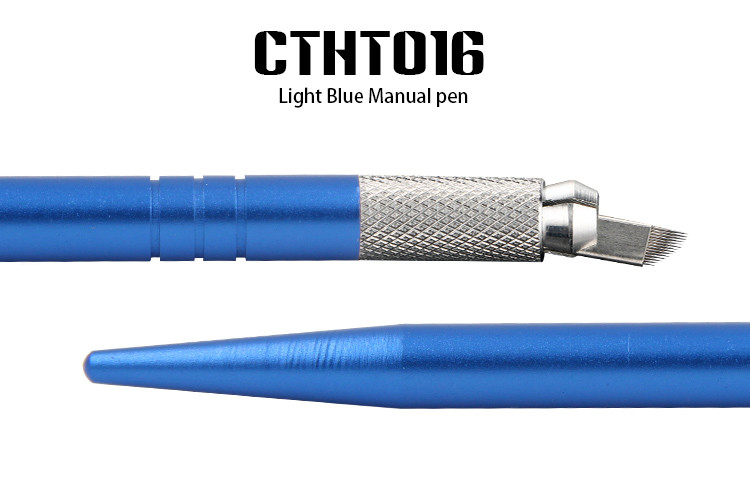Light Blue Cosmetic Microblading Eyebrow Embroidery Pen Aluminum Alloy