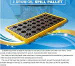 Detachable plastic 4 drum oil spill pallet, 1300*660*150 mm 2 drum spill