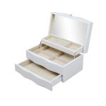 White Wooden Noble Mirror Cabinet Jewelry Box NC Painting Width 19cm