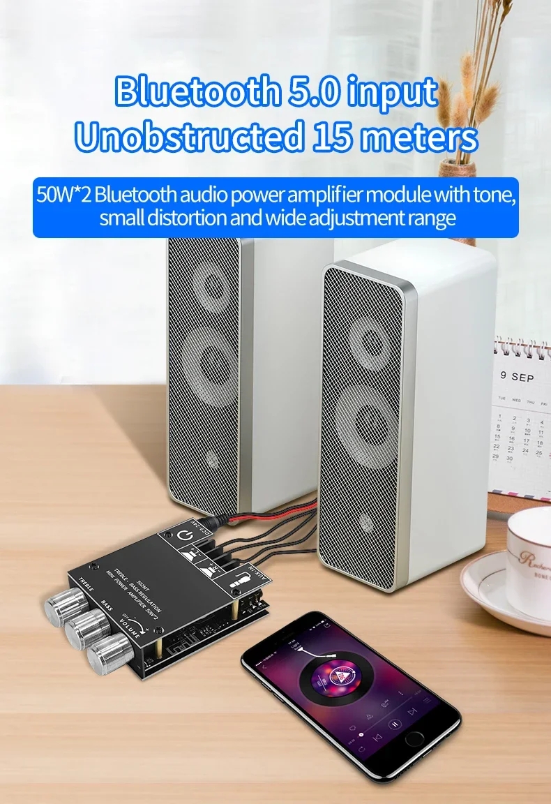 ZK-502MT 5.0 Subwoofer Amplifier Board 50W*2 2.0 Channel High Power Audio Stereo Sound Amplifiers