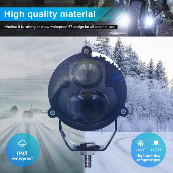 2 Beam White Yellow Flash 80V Motorcycle Universal LED Spotlight