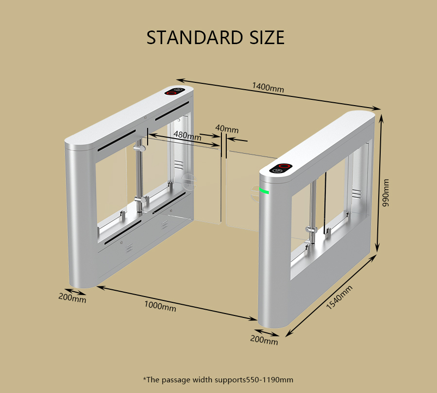 HCW Electric Swing Barrier Turnstile High End Anti Collision With Brushless Motor