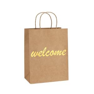 Wholesale CMYK / Pantone Printing Kraft Paper Shopping Bags Brown Paper Bags With Twist Rope Handles from china suppliers