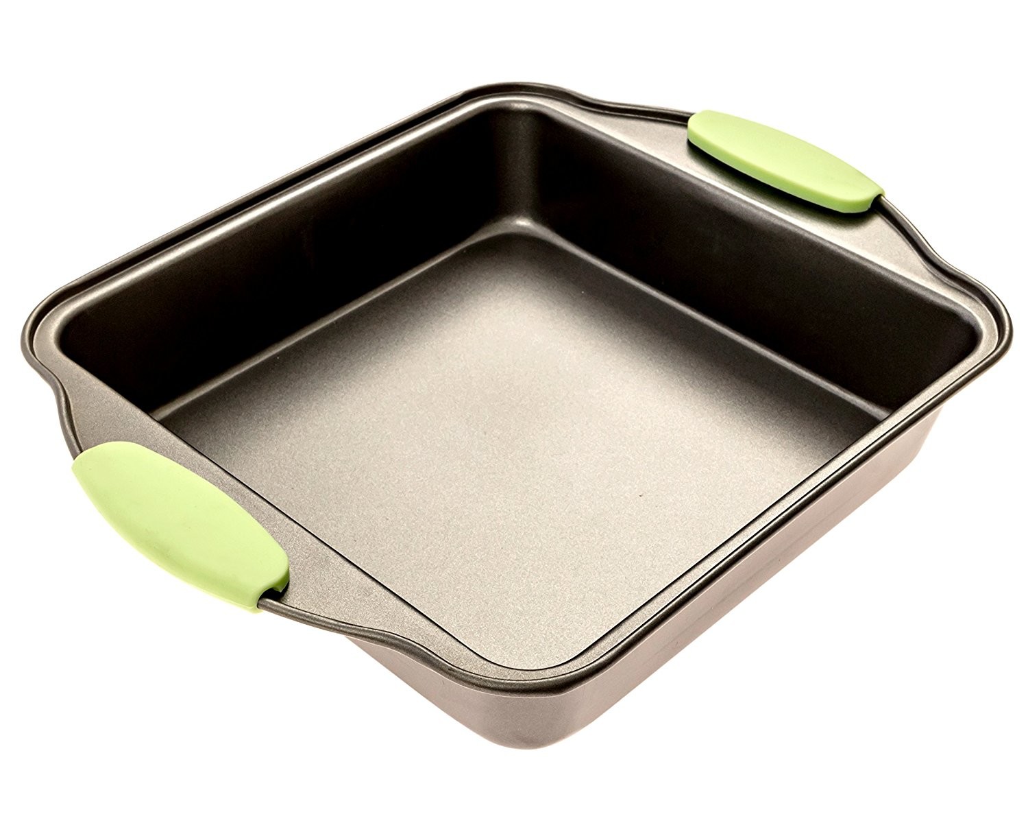 Non-stick Steel Baking Bakeware With Silicone Handles includes a Pie Pan,a Square Cake Pan,Baking Pan,a Bread Pan