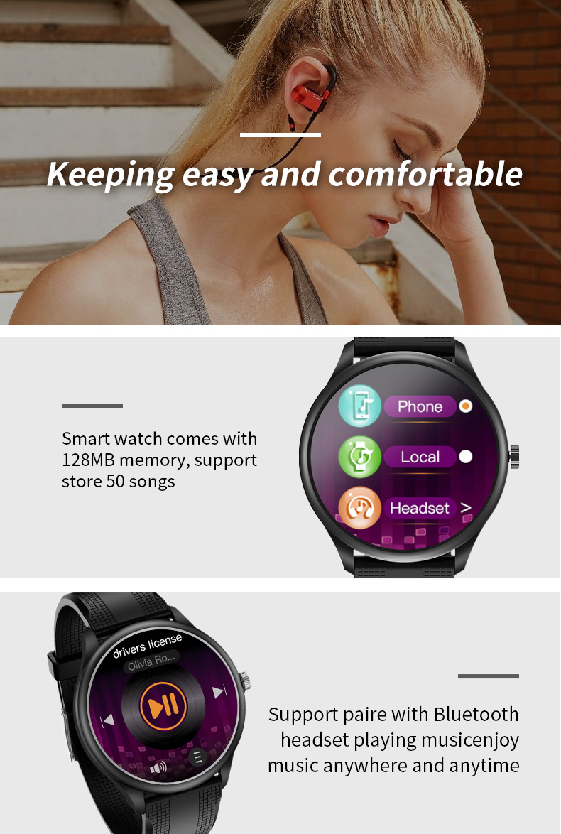 Music Player Men Wrist ECG Smart Watch 240*240 Screen 316L Stainless Steel Case
