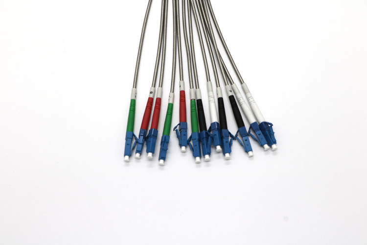 12 Cores MPO-LC Fiber Optic Patch Cord Black Jacket Outdoor Waterproof IP65