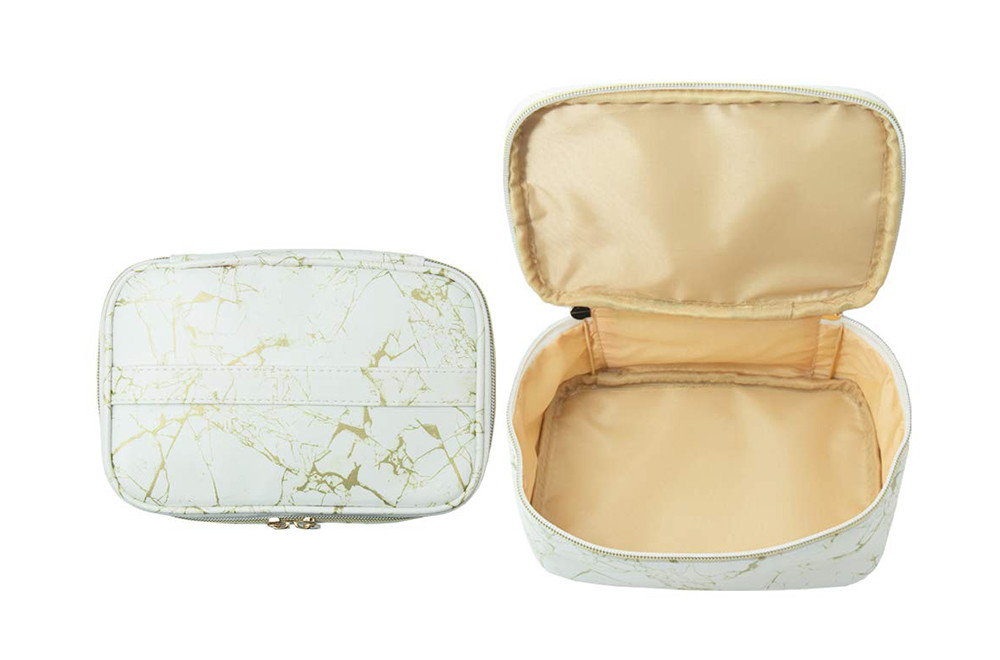 Waterproof 3 Pack Marble PU Cosmetic Makeup Bag For Girl