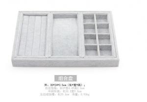 China Handmade Jewelry Box Organizer Trays Grey Color MDF Body With Velvet Insert on sale