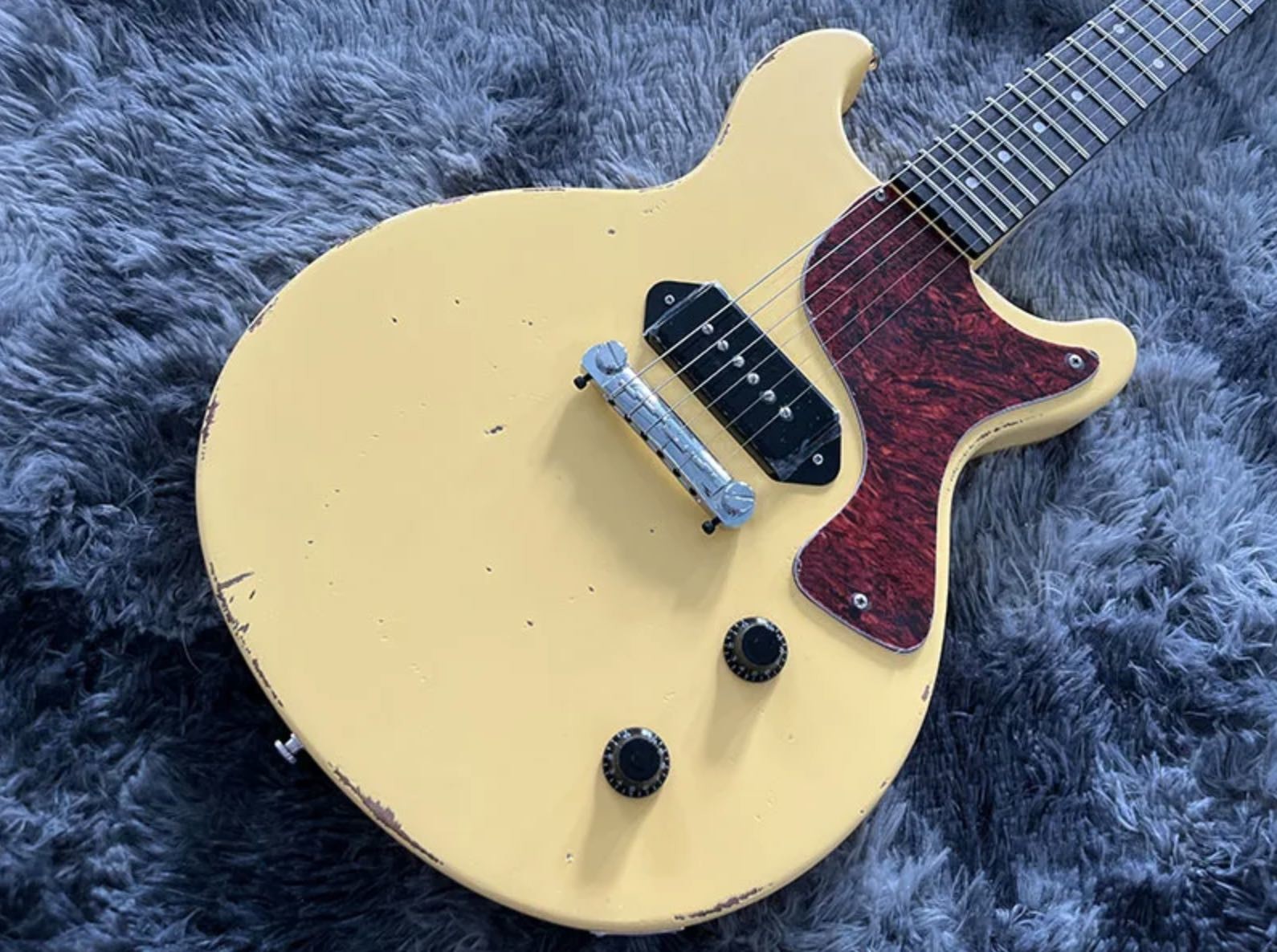 Custom GB Style Electric Guitar Hand Made Heavy Relic Yellow Color P90 Pickup
