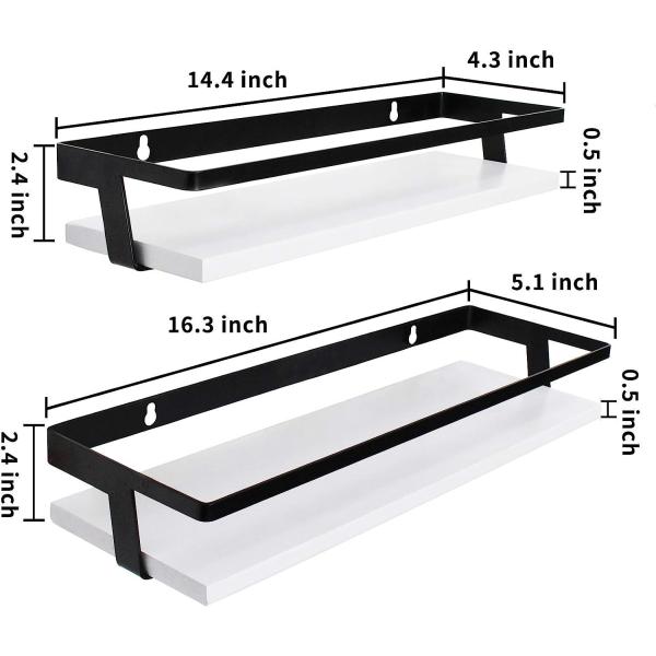 Metal Frame Bathroom Wall Shelf Powder Coated Wood Storage Shelves for Kitchen Decor