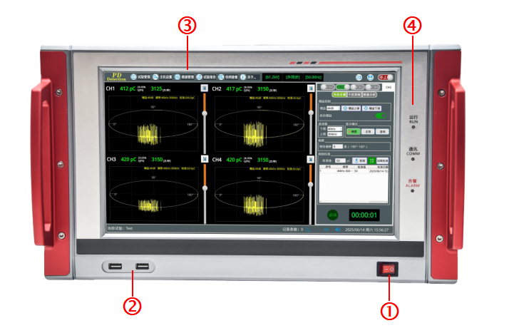 Digital Partial Discharge Detector with 4 Channel Measurement, IEC 60270 Compliance, and High Sensitivity