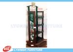 4 - Shelves Solid Wood Soft Drinking Display Stand With Printing Logo / Metal