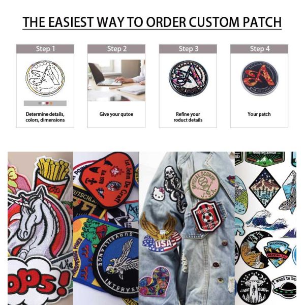 Customized Eco-Friendly Embroidery Patches With Different Colors and Effects Hot Melt Adhesive on the Back