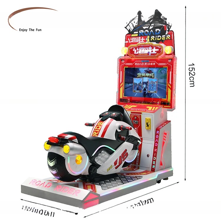 Kids Coin Pusher Motorcycle Arcade Games Dirt Bike Arcade Machine With US Plug