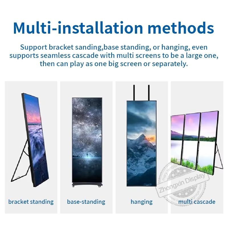 High Brightness Poster Led Display P1.86 P2 P2.5 P3 COB Indoor Commercial Floor Stand Digital LED Poster For Shopping Mall/Cinema