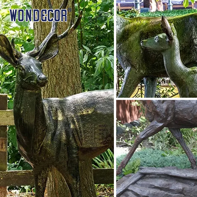 Real Size 3d Bronze Deer Sculpture Smooth Texture