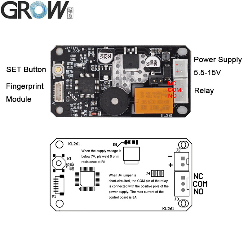 Grow Kl261 DC5.5-15V Fingerprint Access Control Board
