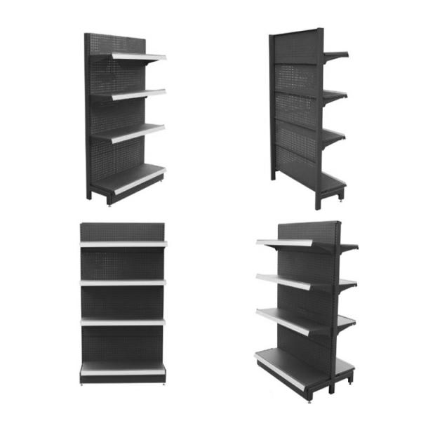 Customized Supermarket Display Shelves Single Side Metal Gondola Shelving Retail