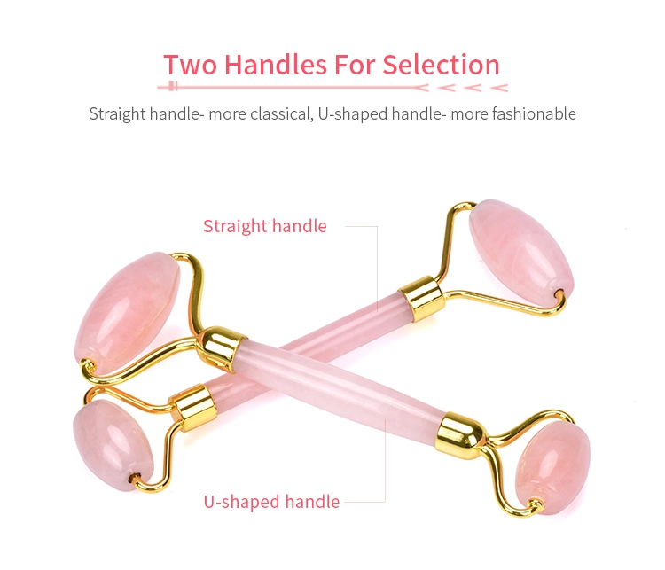 14.5cm Skin Revitalizer Rose Quartz Jade Massage Roller For Face Massage