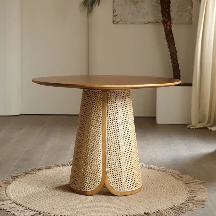 Wicker Rattan Dining Table And Chairs Sets Modern Solid Wood