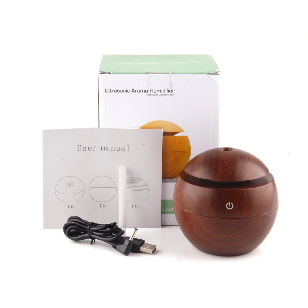 Wood Grain USB Air Humidifier Aroma Diffuser LED Night Light Electric Essential Oil Diffuser