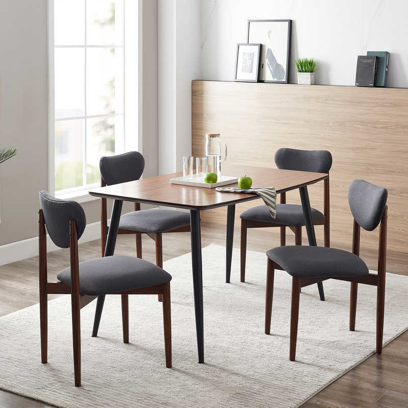 L55.125" H29.9" Wood Veneer Dining Table Iron Legs Simple Rectangular Dining Table
