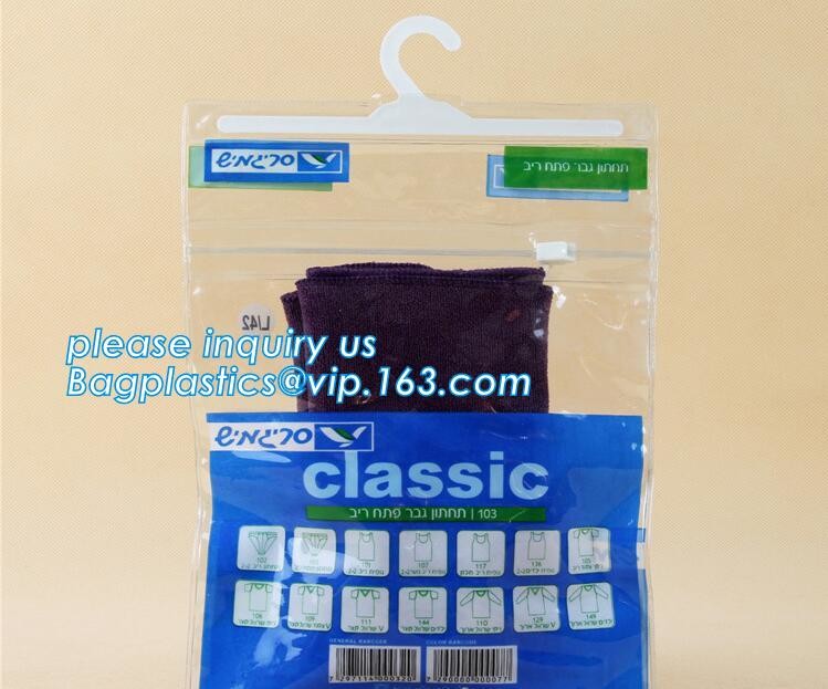 Stationery Set Transparent Plastic Bow Handle Hanger Zipper Lock Cosmetic Pvc Bag With Zip lockk,Hanger Plastic Hook Bag f