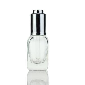 Wholesale Cosmetic Packaging 30ml Rectangle Square Clear Glass Serum Dropper Bottle Makeup Container S028B from china suppliers