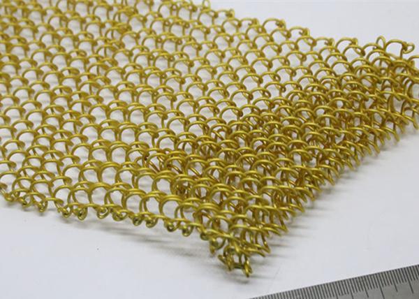 Metal Coil Drapery For Hotel Ceiling , Fireplace Metal Mesh Curtain 1mm x6mm
