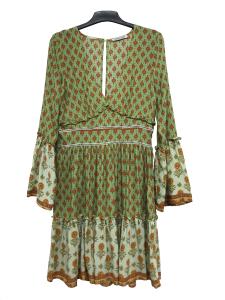 Wholesale Green Large Size Ladies Clothes Outsize Womens Clothing With Flare Sleeve And White Trim from china suppliers