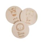 Newborn Baby Shower Gift customized laser-cut cartoon animal monthly wooden baby