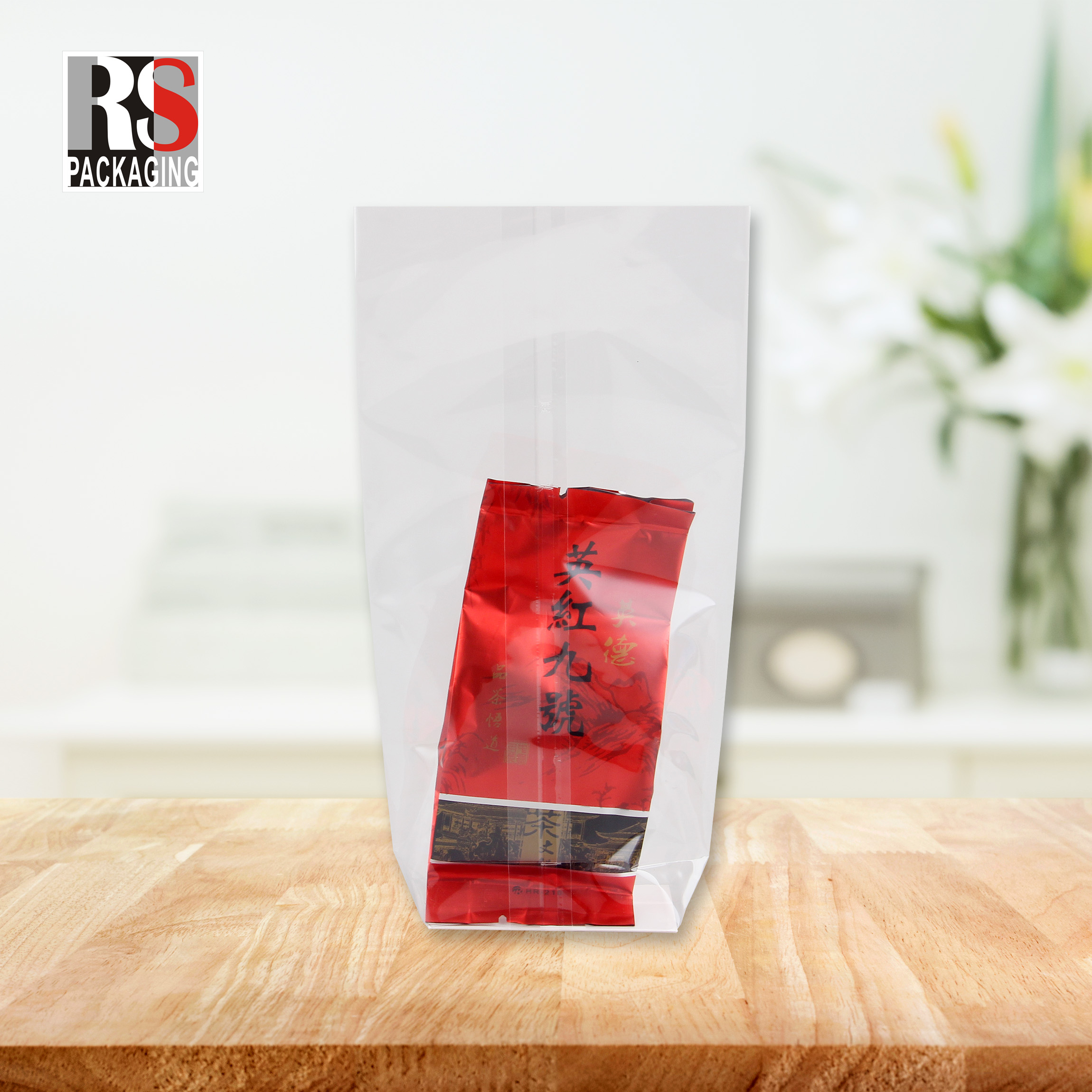 Food Industrial Cellophane Flat Bottom Bag With Flat Opened Sealing Handle 4x8x20cm