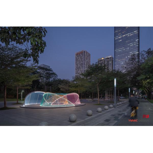 Artistic Installation Theme Stainless Steel Revolving Structure Interactive Light Art