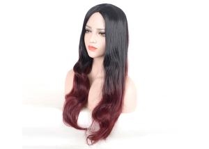 Wholesale Black To Wine Red Colored Synthetic Wigs Long Natural Wavy Smooth Feeling from china suppliers