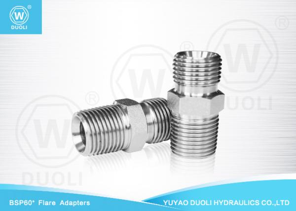Durable BSP / BSPT Male Straight Hydraulic Tube Fittings 60 Degree Flare