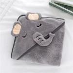 Cartoon Animal Kids Soft Microfiber Coral Fleece Hooded Bath Towel for Boys and