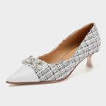 Womens Soft Leather Dress Shoes , Daily Casual Stitching 5cm High Heel Pump