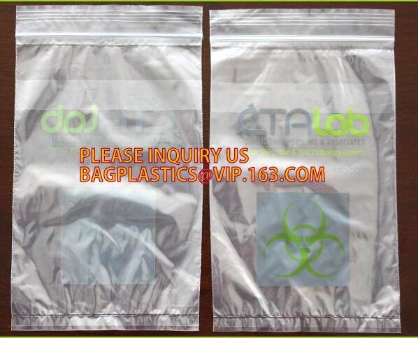 6x9 Lab Double Pocket Specimen Zip Lock Style Bags, specimen envelopes zip lock bag/plastic medical specimen transport p