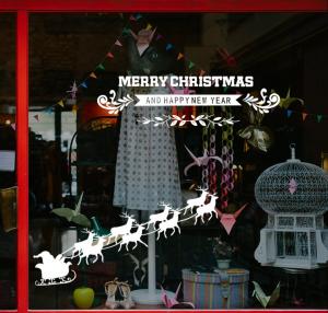 China Non Toxic Christmas Decorations Wall Stickers , Pvc Wall Sticker For Shopping Window on sale