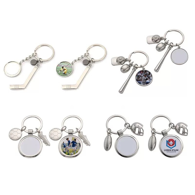 DIY Custom Sublimation Rugby Cap Keychain Baseball Football World Cup Metal Keychains For Sublimation Photo Transfer