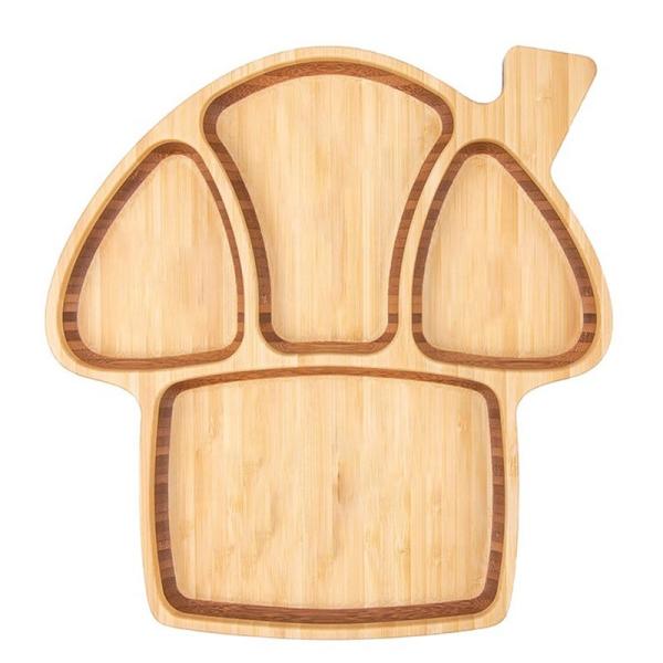 Cartoon Anti-fall Mushroom Shape Baby Bowl Food Bamboo Tray Set for Eco-friendly