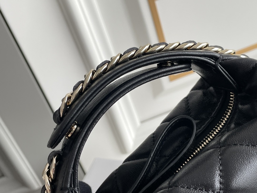 Ap3095 Black Mini Fabric Chanel Flap Bag Coin Purse 20 Inch