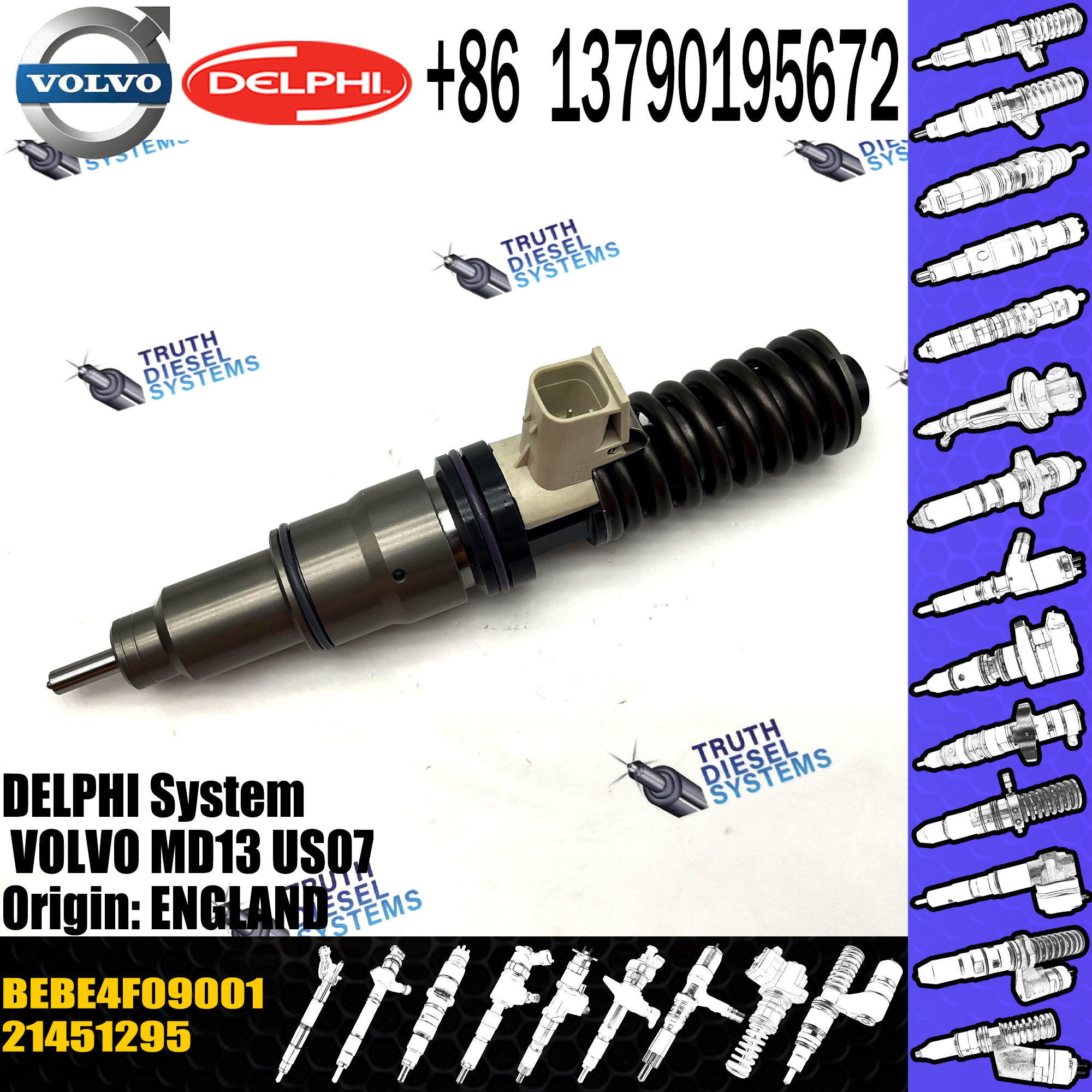 Common Rail Injector 85013152 21451295 85003656 Bebe4f09001 for VOL D16 Injector