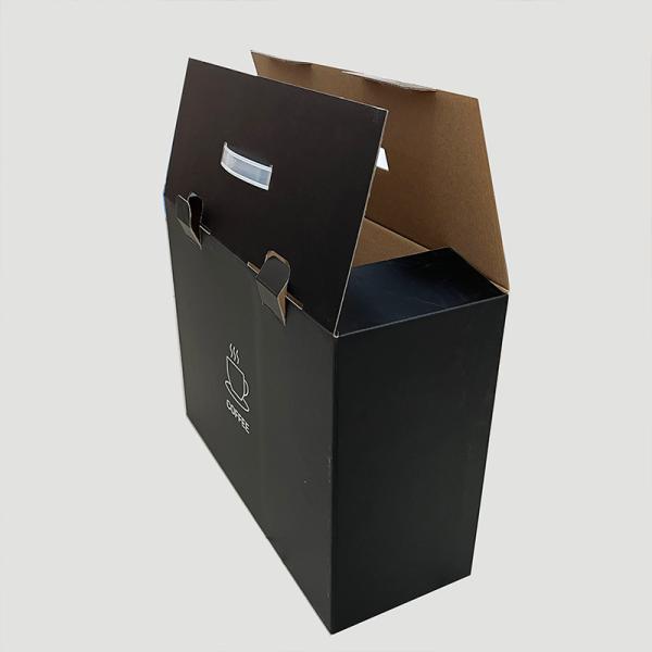 Customized Rectangular Put Coffee Paper Cup Corrugated Cardboard Package Boxes with Handle