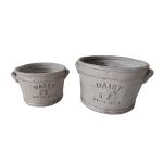 Flower Pot Garden Pot Set 2 Dairy Fiber Stone Pot in Garden Grey Size 2 28.5*24